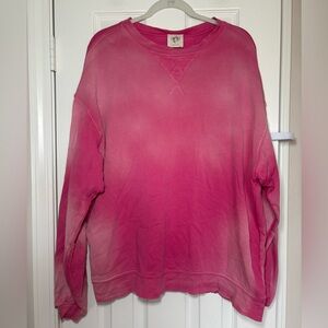 Free People We The Free Pink Ombré Crewneck Sweatshirt Small Made in USA